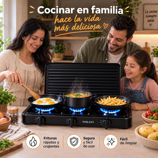 Estufa Sokany 3 Puestos a gas